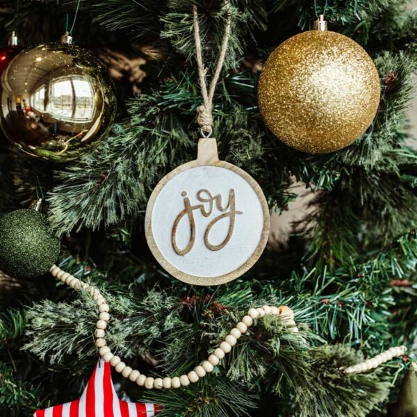 Joy Wooden Christmas Tree Ornament