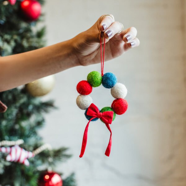 Mini Wreath Felt Ball Ornament