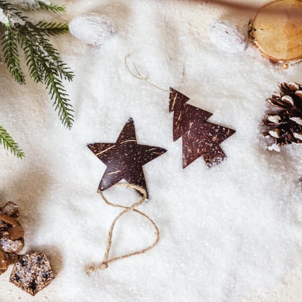 Carved Coconut Christmas Ornaments