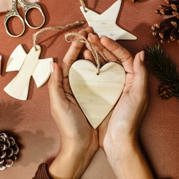 Handmade Bone & Wood Ornament Set